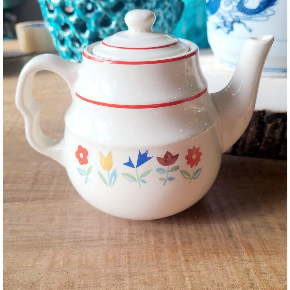 Teapot Universal Cambridge Pottery USA MCM Vintage 1950's Tea Pot Flower Floral